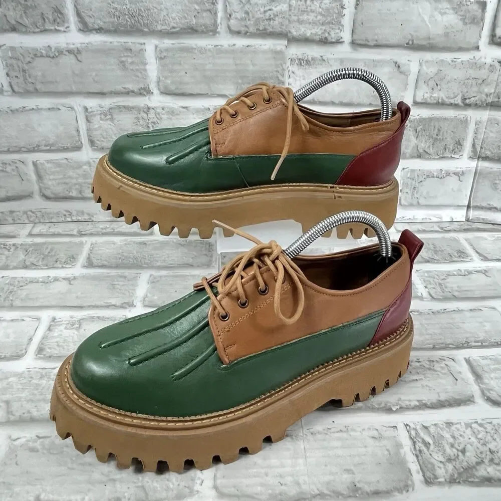 Seychelles for Free People Aspen Women's Size 9 Leather Color Block Lug Loafers